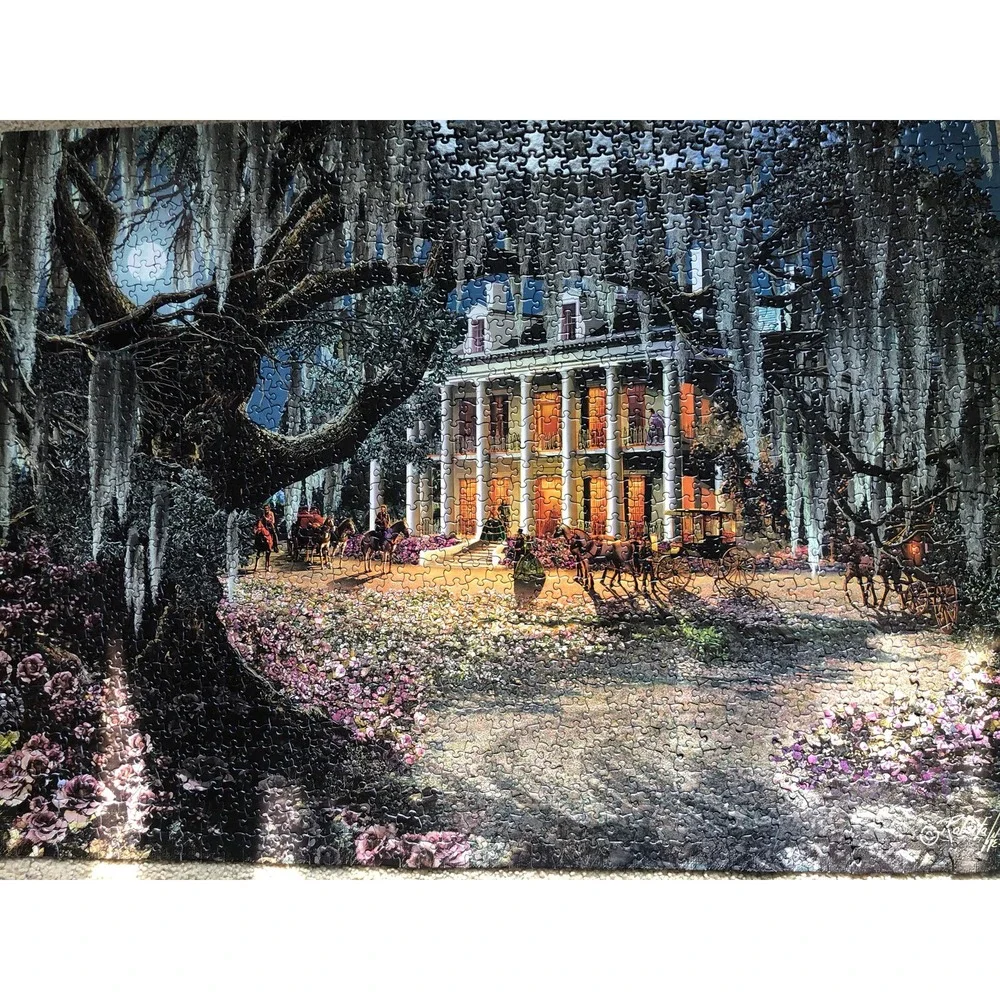Sunsout 1500‎ pc Puzzle Moonlight and Lace Southern Antebellum Oak Spanish Moss